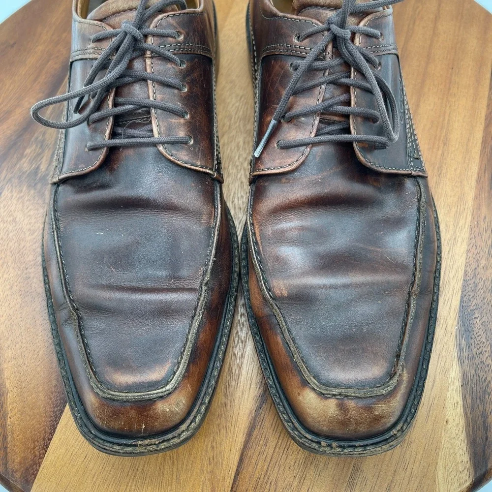 Ecco Shoes Mens 10 Holton Apron Toe‎ Oxford Brown Leather Dress Casual